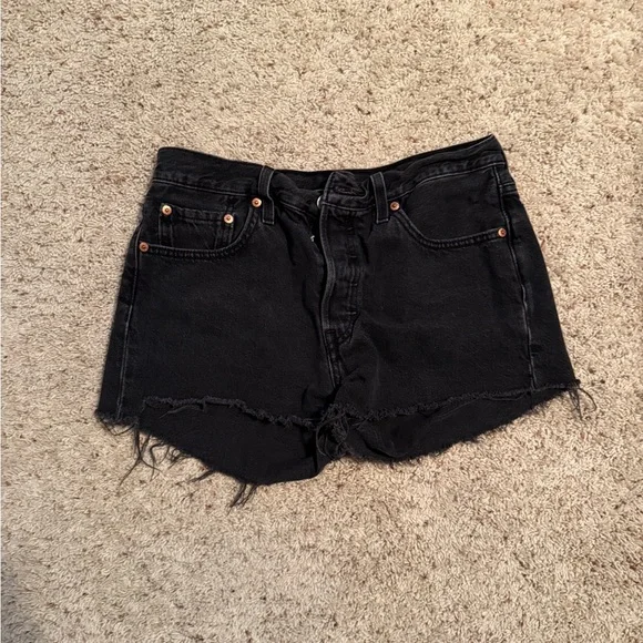 Levi's Black 501 Denim Shorts - Picture 2 of 5
